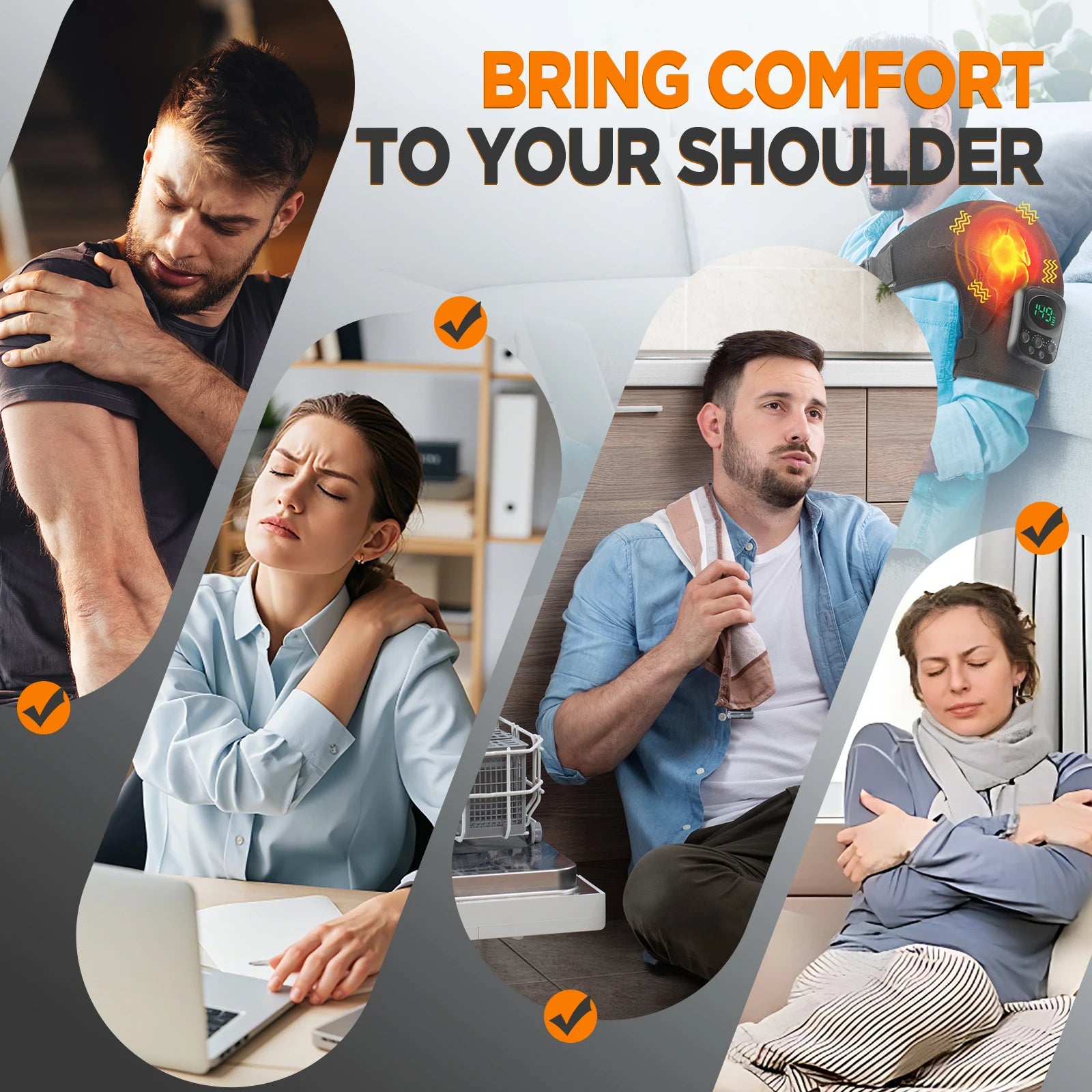 Heated Shoulder Support Brace with Massage & Warmth