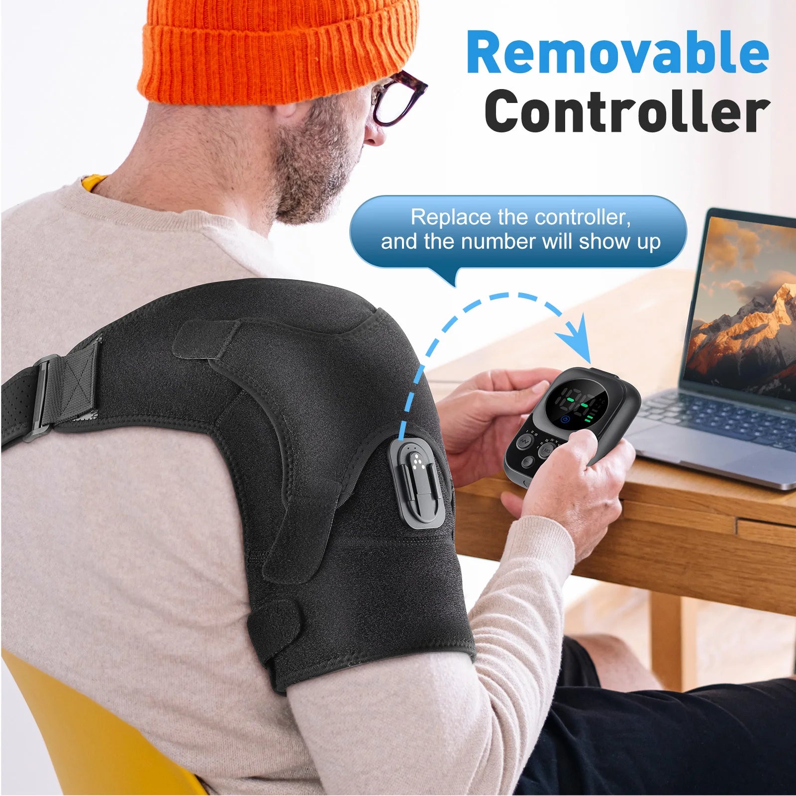 Heated Shoulder Support Brace with Massage & Warmth