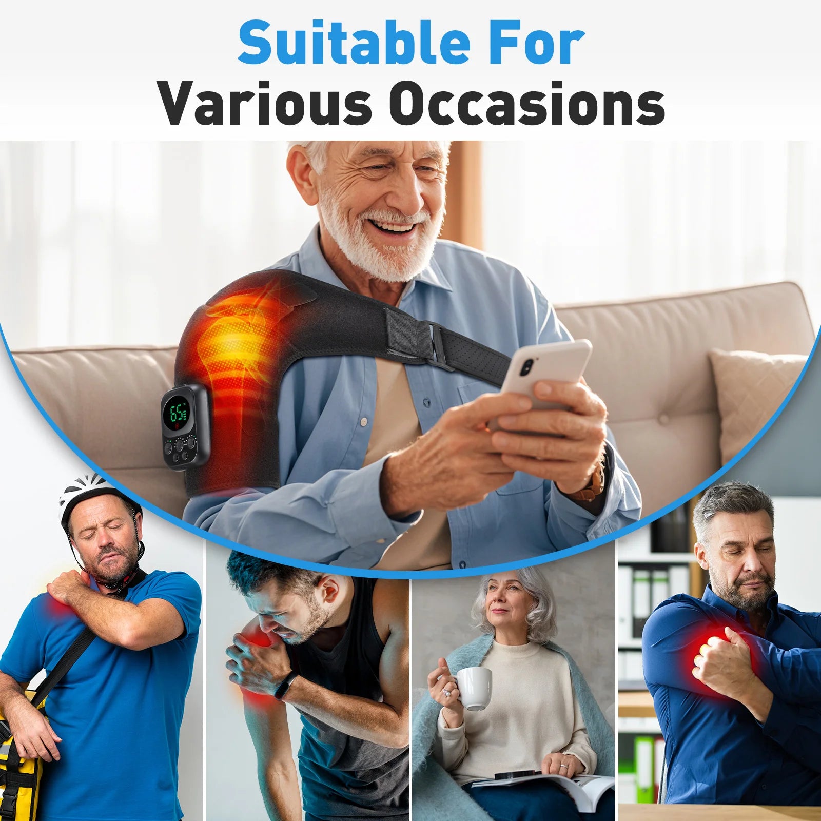Heated Shoulder Support Brace with Massage &amp; Warmth